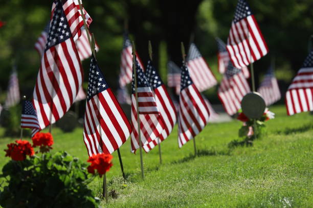 istock American Flags Flying on Veterans Cemetery 1494782751
