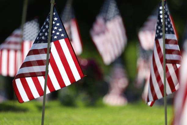 istock American Flags Flying on Veterans Cemetery 1494782765