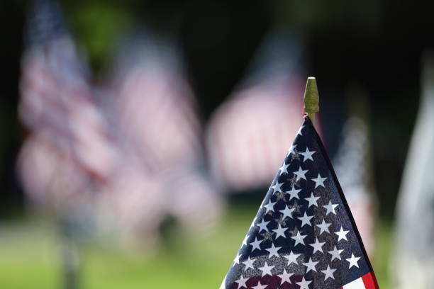 istock American Flags Flying on Veterans Cemetery 1494782784