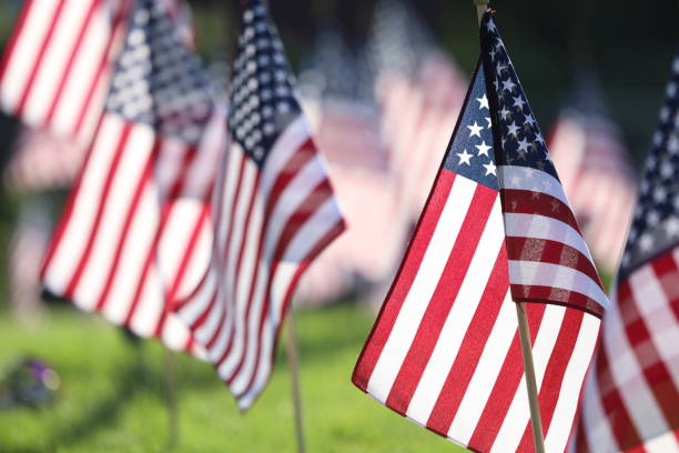istock American Flags Flying on Veterans Cemetery 1494782827