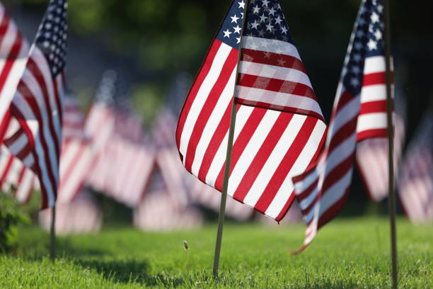 istock American Flags Flying on Veterans Cemetery 1494782852