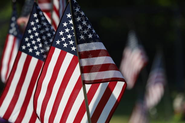 istock American Flags Flying on Veterans Cemetery 1494782894