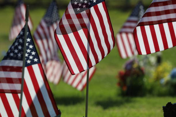 istock American Flags Flying on Veterans Cemetery 1494782899