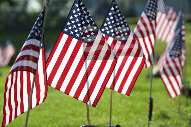 istock American Flags Flying on Veterans Cemetery 1494782970