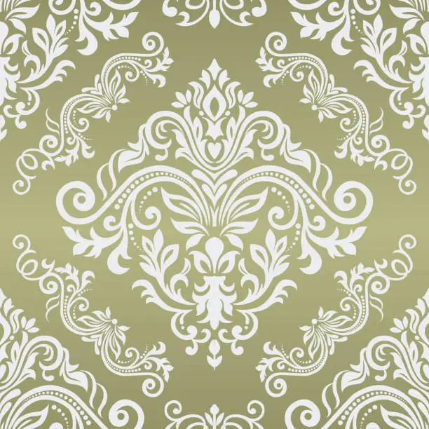 Vector illustration of Vintage seamless pattern. Vector seamless border in Victorian style. Damask wallpaper.