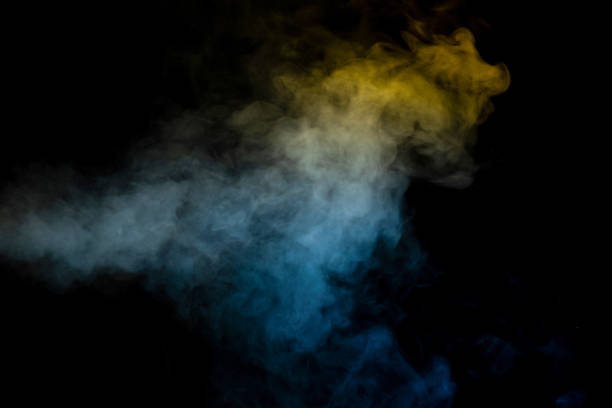 istock Blue and yellow steam on a black background. 1494788614