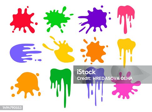 istock Flat collection of vector illustrations of colorful ink blots. 1494790553
