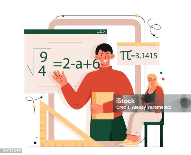 Illustrative Math Lessons Math Lesson Concept Stock Illustration - Download Image Now - Adult ...