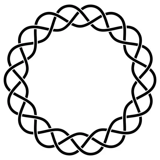 Vector illustration of Ring with Celtic knot in black on. Isolated background.