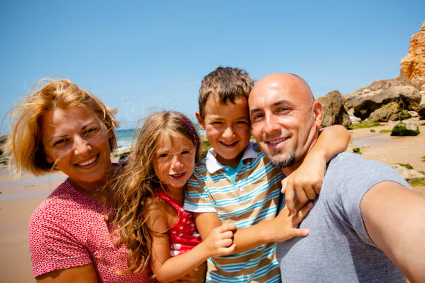 istock Family taking selfie on their summer vacation 1494792682