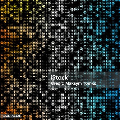 istock Vector black disco background with abstract geometric pattern of multi-colored dots or circles of different sizes. eps 10 1494799668