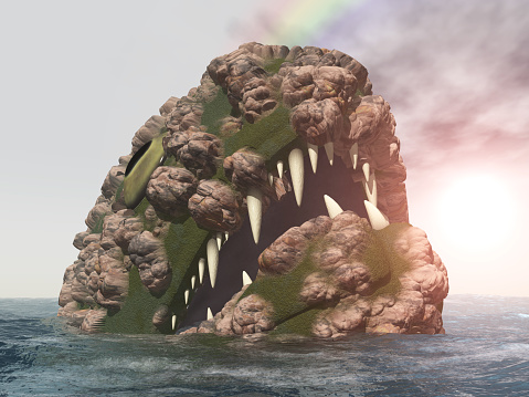 Computer generated 3D illustration with a sea monster in the open sea