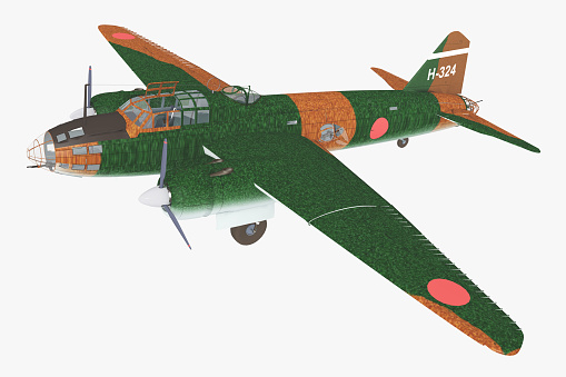 Computer generated 3D illustration with a Japanese medium bomber of World War II isolated on white background