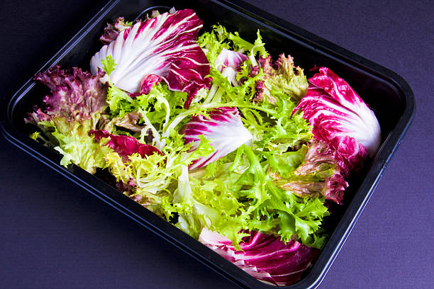 Pre Packed Mixed Lettuce Leaves stock photo