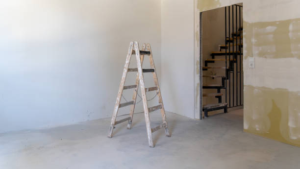 istock Folding wooden ladder inside a new apartment construction 1494808332