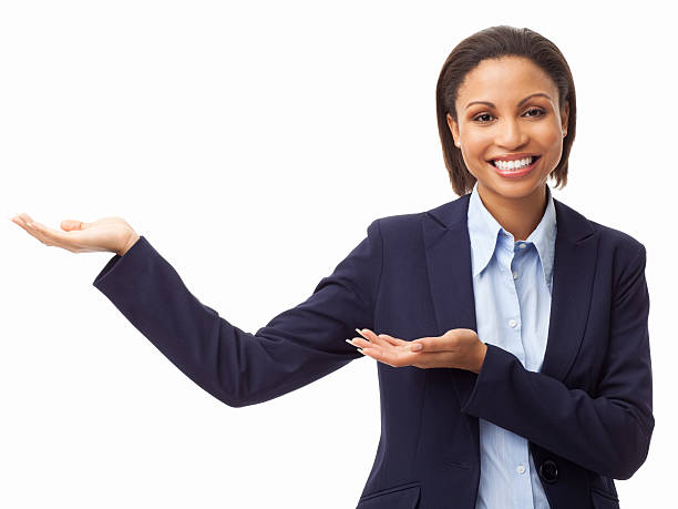 istock Female Executive Presenting an Invisible Product - Isolated 149481256
