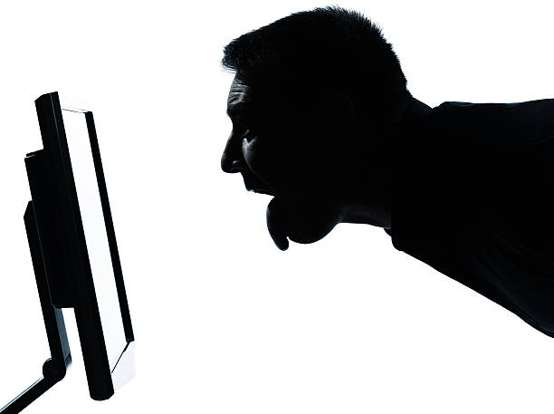 istock one business man face silhouette with computer screen display to 149481287