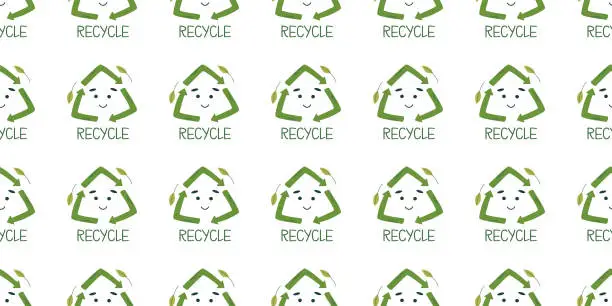 Vector illustration of Seamless pattern with recycling symbol