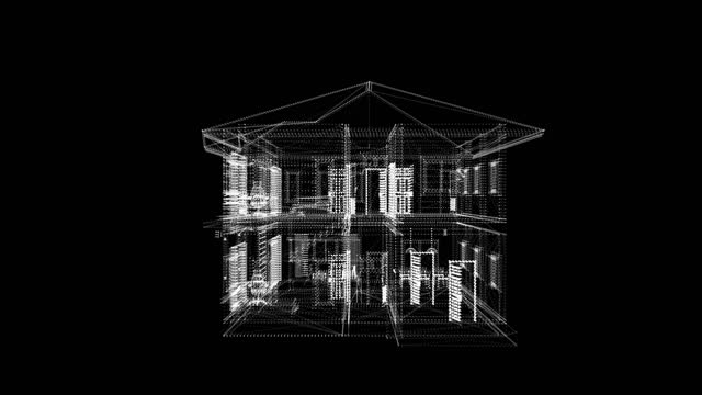 3D Futuristic tactical display holographic attack house digitally generated image virtual reality on black background
