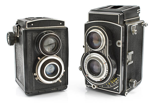 Vintage two lens photo cameras