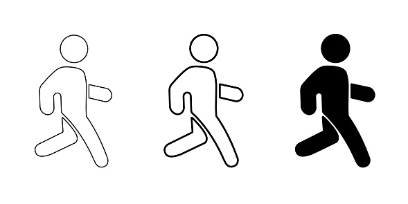 Walk person vector icon.  Human silhouette - people walk. Vector illustration