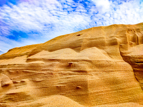 The white sand dunes south of Cervantes in Western Australia are often pristine with the ripples learly visible.