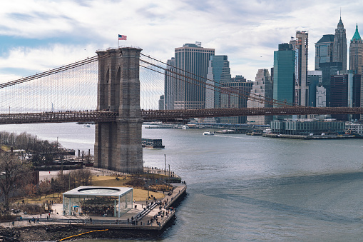 Manhattan and the Brooklyn Bridge sunrise view