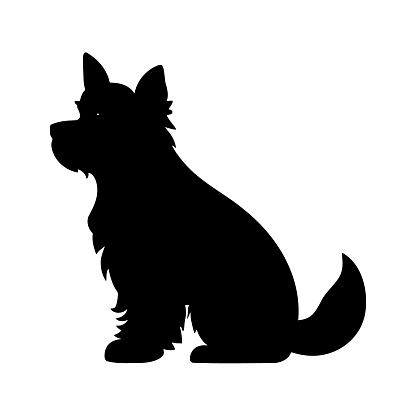 Dog silhouette logo isolated on white background, vector icon