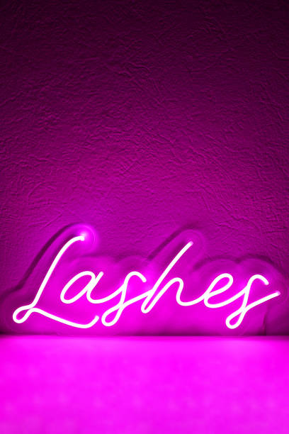istock Pink neon sign lashes. Trendy style. Beauty style. 1494839063