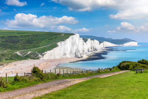 istock Panoramic view of the Seven Sisters Chalk cliffs during an early summer day 1494843515