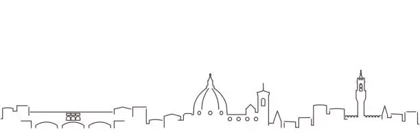 Vector illustration of Florence Dark Line Simple Minimalist Skyline With White Background