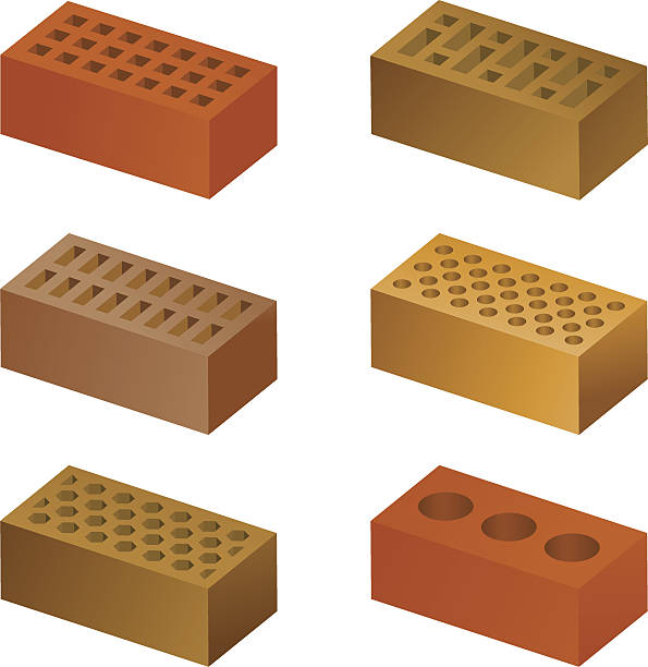 cegły - brick single object solid construction material stock illustrations