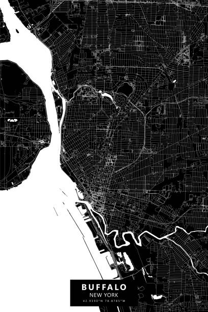 buffalo, new york, vereinigte staaten von amerika vektorkarte - aerial view niagara falls cityscape city stock-grafiken, -clipart, -cartoons und -symbole