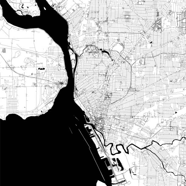buffalo, new york, vereinigte staaten von amerika vektorkarte - aerial view niagara falls cityscape city stock-grafiken, -clipart, -cartoons und -symbole