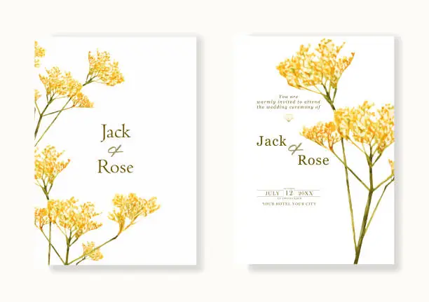 Vector illustration of Wedding invitation card with flower watercolor vector