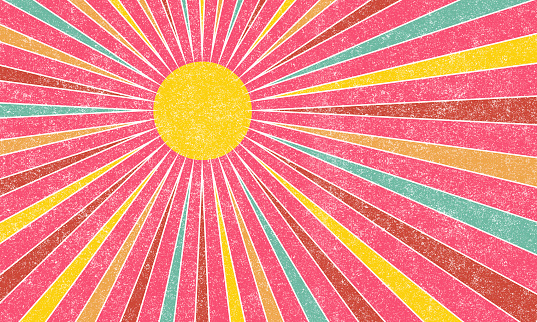 Sunburst - Retro Vintage Comic Book Background - Colorful Sunbeams