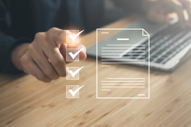 istock Businessman checking mark the check box. questionnaire and business concept. 1494854025