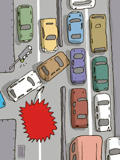Vector illustration of disrespect in city traffic