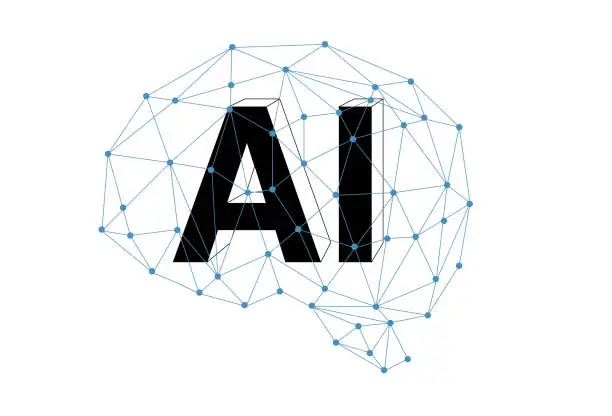 Vector illustration of Artificial intelligence, human brain, network.