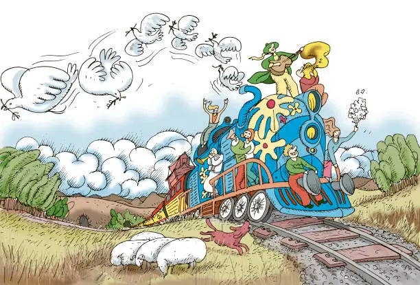 Vector illustration of peace train