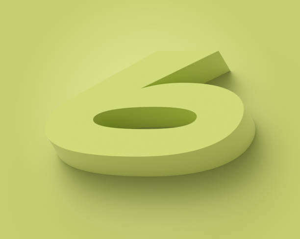 3D Number Six 6 Green Background 3D render number six 6 green background abstract with copy space. day 6 stock pictures, royalty-free photos & images