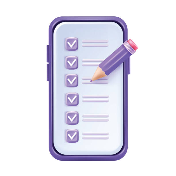 istock 3D online survey, digital review vector feedback form, customer experience rating, to do list, smartphone. 1494863550