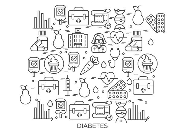 diabetes - asian blood sugar test ilustrasi stok