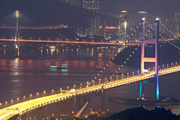 istock Tsing Ma Bridge in Hong Kong at night 149486952