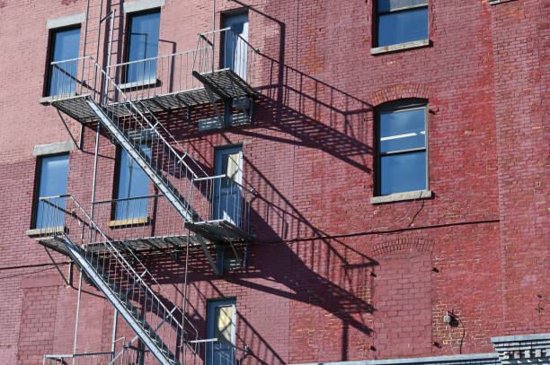 istock Old painted building with metal stairs 1494874504