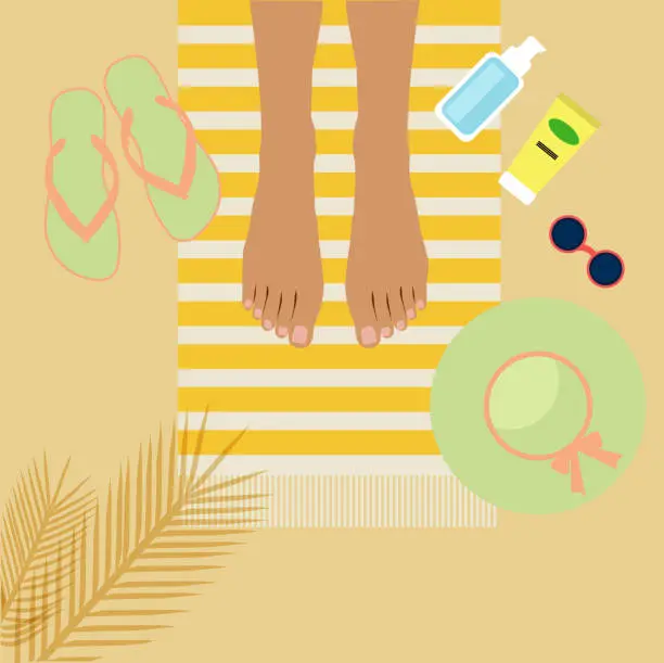 Vector illustration of Feet on a sandy beach