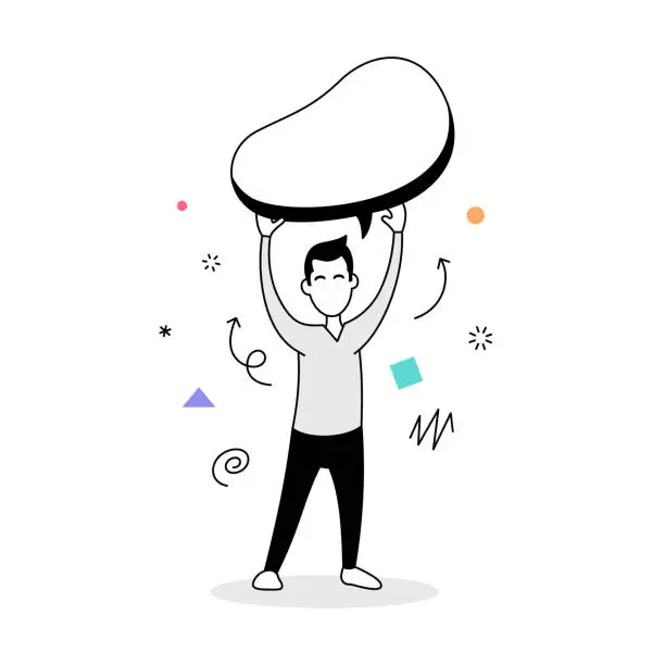 Vector illustration of Man holding speech bubble