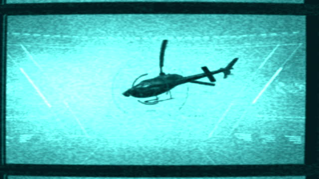 Modern display screen with futuristic effects displaying a helicopter hologram