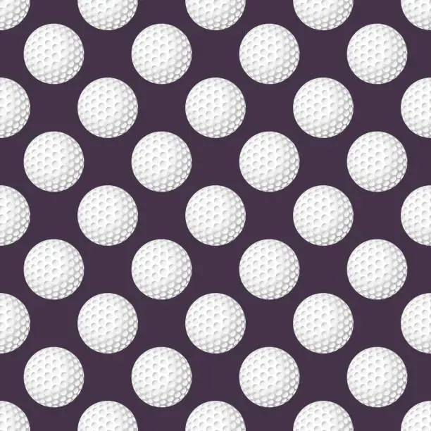 Vector illustration of Golf balls seamless pattern on a background.