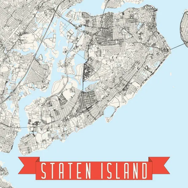 Vector illustration of Staten Island, New York, USA Vector Map